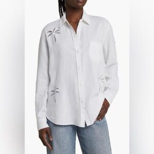 NWT Rails Charli White Palm Tree Eyelet Button Down Shirt size Large